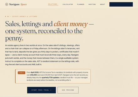 Estate Agency & Lettings solution page