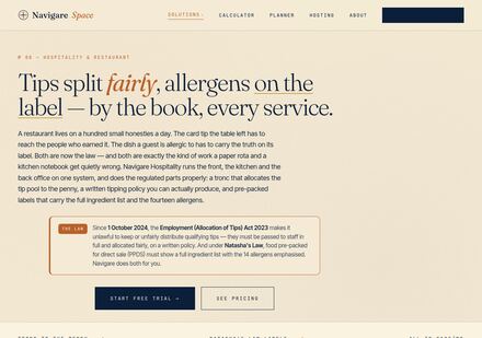 Hospitality & Restaurant solution page